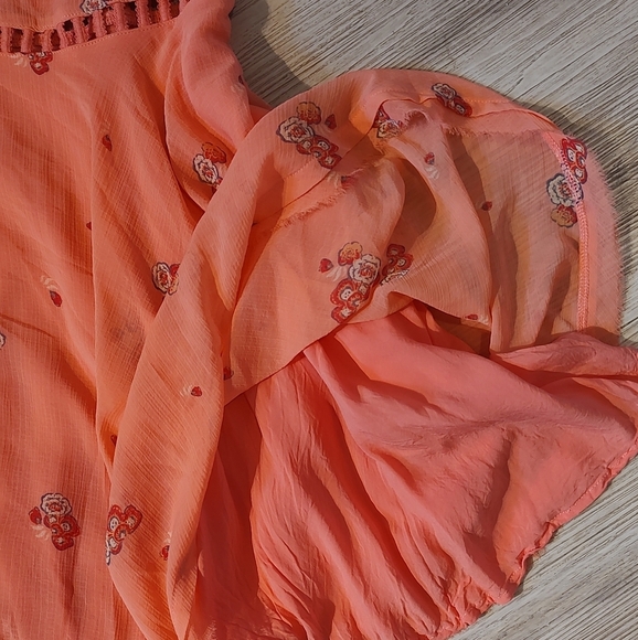 FREE PEOPLE Coral Cut Out Fit and Flare Flowy Midi DRESS SIZE 4 Like New! - Picture 3 of 10